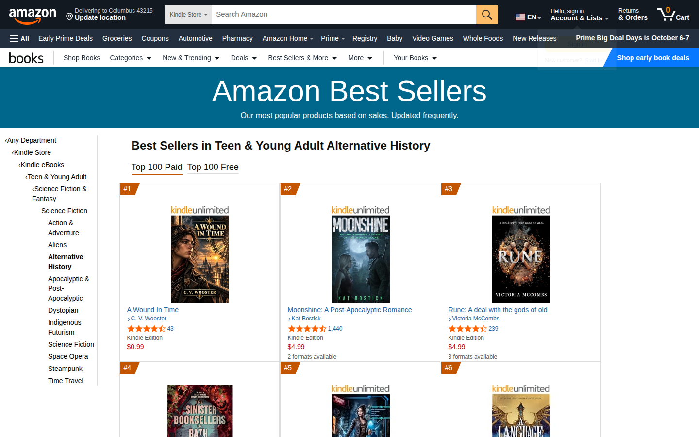 #1 Amazon Best Seller in Teen & Young Adult Alternative History — Top 100 Paid, September 15 2026