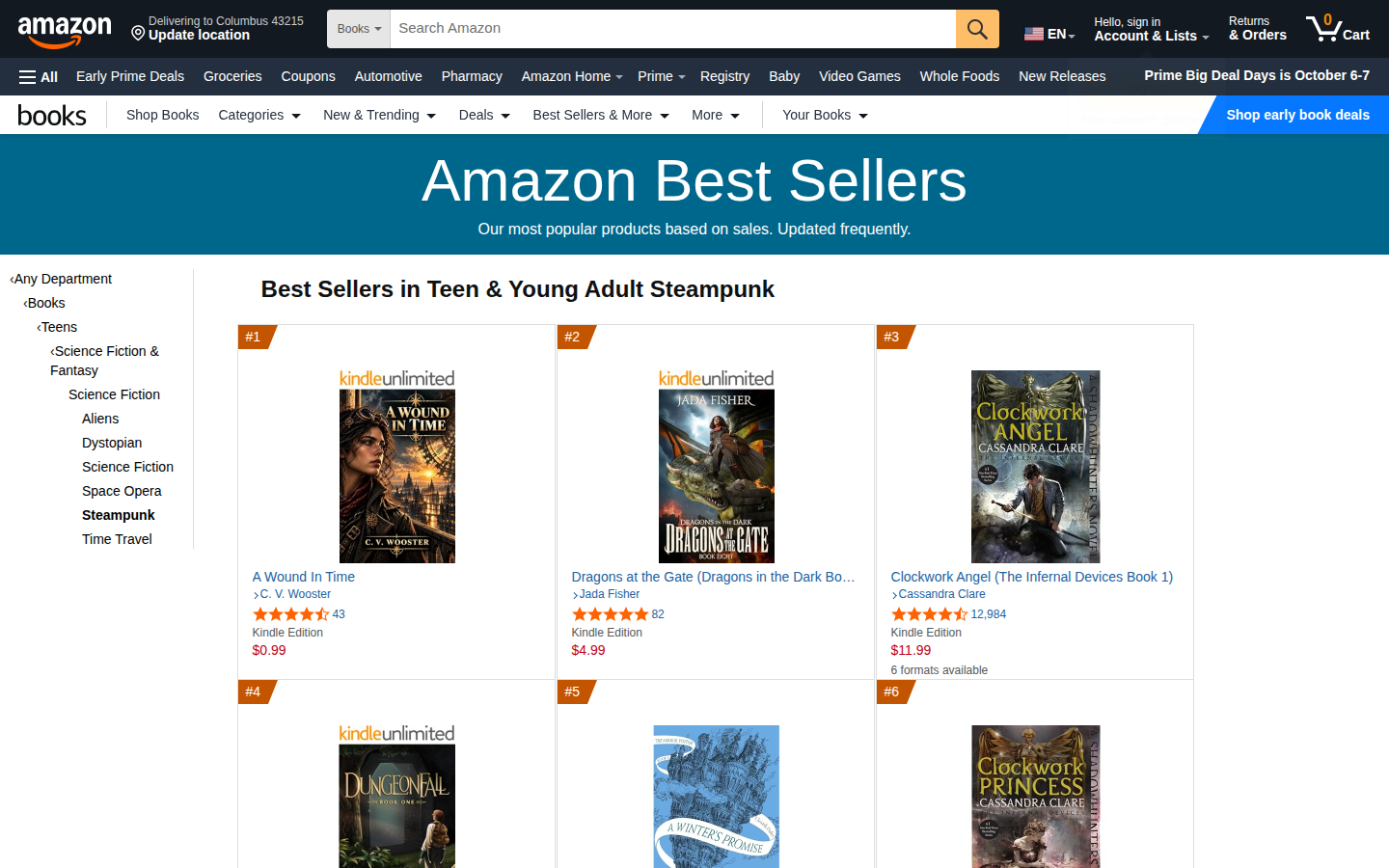 #1 Amazon Best Seller in Teen & Young Adult Steampunk — September 15 2026