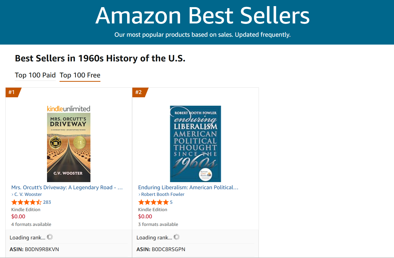 #1 Amazon Best Seller in 1960s History of the U.S. — Top 100 Free, May 28 2026